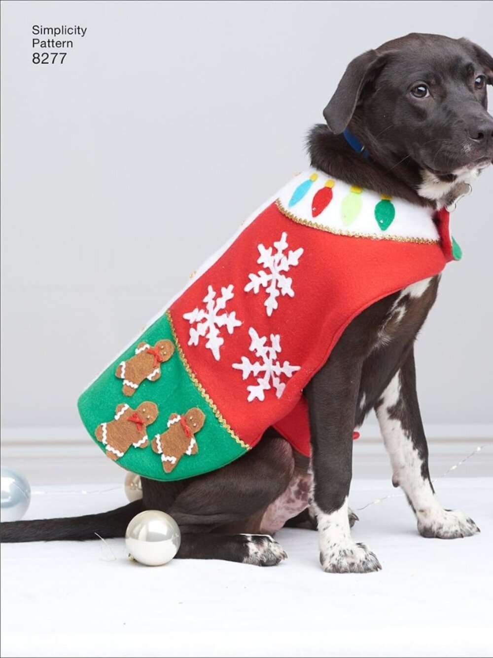 Simplicity 8277 Festive Fleece Christmas Dog Coat Sewing Pattern, Sizes S-L